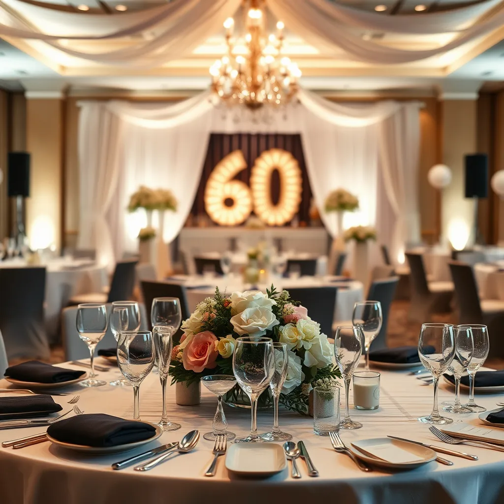 Eleganckie stylizacje na 60 urodziny w lokalu