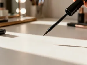 Eleganckie zestawienie matowych pomadek AA Wings of Color na marmurowym blacie z pędzlami do makijażu.