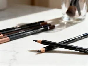 Eleganckie buteleczki podkładu z próbkami kremowej konsystencji na białym tle, prezentujące wysoką jakość produktów.
