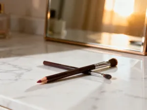 Paleta profesjonalnych szminek w odcieniach beżu i nude, ułożona od ciepłych piaskowych tonów po chłodne taupe.